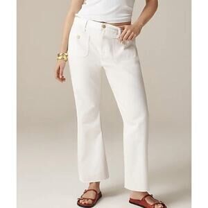 NWT J. Crew Sailor Mid-Rise Relaxed Demi-Boot Jean White 32